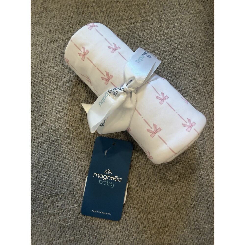 Magnolia Baby Bow Receiving Blanket/swaddle Pima Cotton NWT